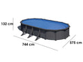 Gre Anthrazit Oval 730x375x132 cm - Aufstellpool aus Stahl