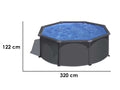 Gre Anthrazit Rund Ø300 x 120 cm - Aufstellpool aus Stahl